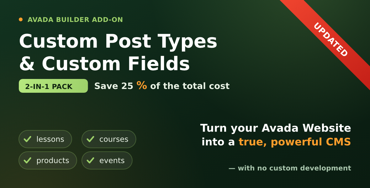 Avada Custom Content Pack — Custom Post Types and Custom Fields plugins for Avada Builder